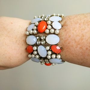 LOFT Jeweled Statement Cuff Bracelet orange